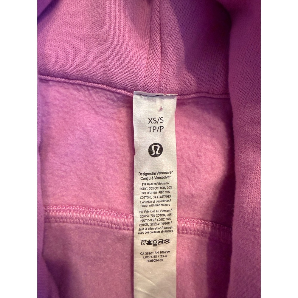 Lululemon Scuba Oversized Full-Zip‎ Hoodie Pink XS/S Excellent Condition - Picture 3 of 5